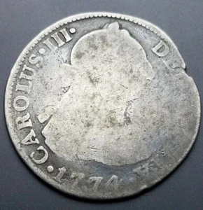 1774 Milled Bust Mexico 2 Reales Poor Almost Good Rare Condition Silver Coin $$$ - Picture 1 of 12
