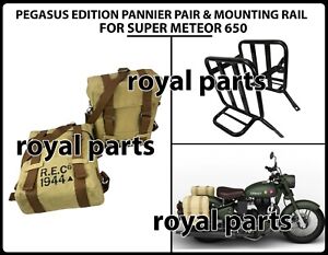 "PEGASUS PANNIER PAIR & MOUNTING RAIL" Fit For Royal Enfield Super Meteor 650