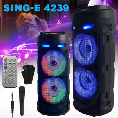 Lautsprecher RGB Subwoofer Boombox Party LED mit Mikrofon Musikbox Bluetooth 5.0 - Bild 1 von 4
