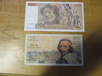 SETSRUS - France - Set of Two Notes - 1990 100 Francs and 1960 10 New Francs - Image 1 of 4