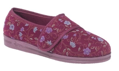 COMFYLUX Womens Touch Fastening Slipper Floral Orthopaedic 4E Wide Fit Diabetic #LS794D