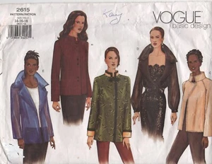 Vogue 2615 Misses Basic Design Loose Fitting Jacket 5 Styles Size 14 - 18 Cut - Picture 1 of 2