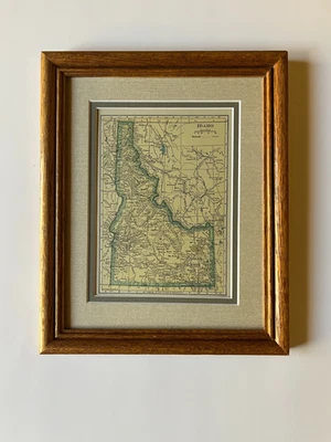1927 Idaho State Map, Frame/Double Mat from the 1927 World Atlas SEE DESCRIPTION - Image 1 of 3