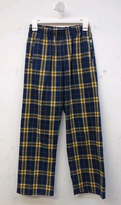 Pantalones de salón Boxercraft juveniles de franela de polietileno cintura elástica a cuadros YL azul marino y dorado Foto 1 de 4