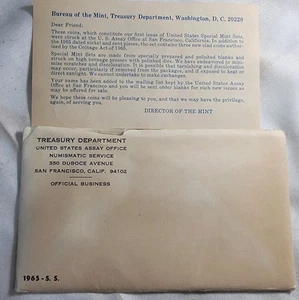 1965 Special Mint Set (SMS) w/5 Coins in OGP Cello Sealed Coins Insert  - Picture 1 of 3