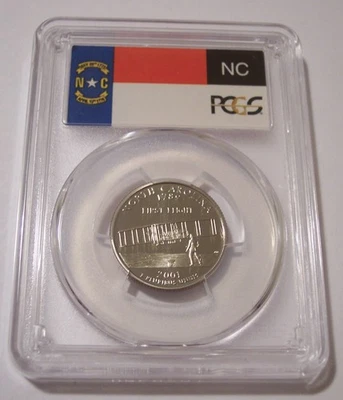 PCGS 2001 S Clad North Carolina State Quarter Proof PR70 DCAM Flag Label - Image 1 of 2