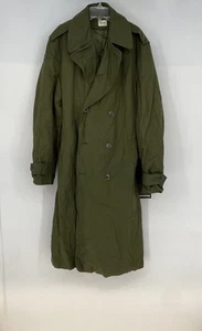 Mens Green Belted Double-Breasted Army Overcoat Coat Size Small Long - Picture 1 of 6