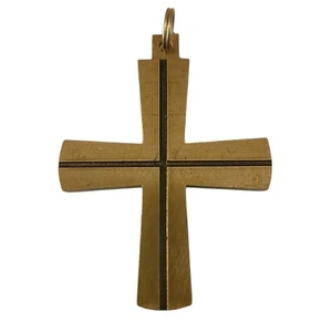 vintage brass cross pendant minimalist style 2" X 1.5" - Picture 1 of 4