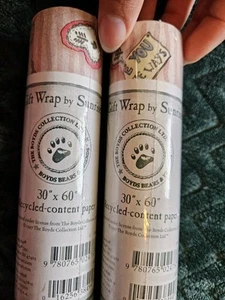 Boyds Bears Gift Wrap 2 Rolls Wrapping Paper NEW Unused 1997 Pink with Hearts - Picture 1 of 7