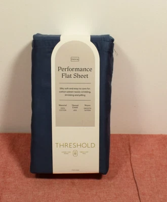Threshold Twin/Twin XL 400 Thread Count Performance Flat Sheet Metallic Blue* - Image 1 of 4
