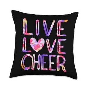 Funny Cheerleading Tie Dye Cheer Girls Love Cheer Mom Throw Pillow 18x18 - Picture 1 of 5