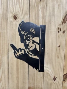 Peaking Big Foot Middle Finger Metal Sign - Picture 1 of 1