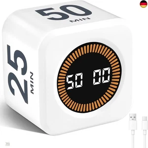 Cuteefun Cube Visueller Timer, Drehbarer Pomodoro Timer, 5/10/25/50 Minuten - Bild 1 von 7