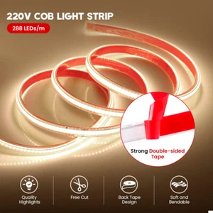 230V 220V COB LED Streifen Stripe Selbstklebend Leiste Band Lichtschlauch 10mm - Bild 1 von 22