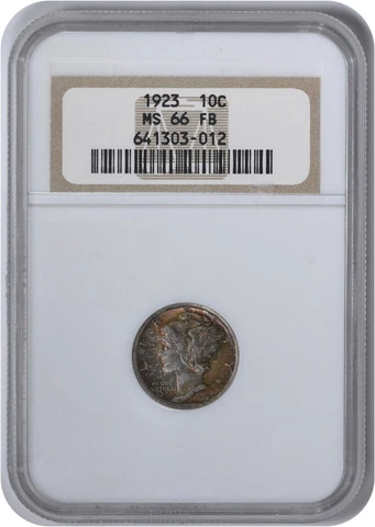 1923 Mercury Silver Dime MS66FB NGC Cover