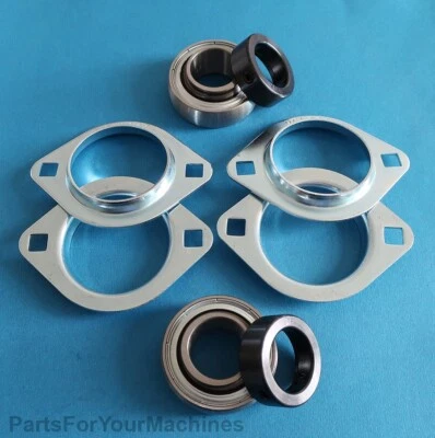 2 BEARING+FLANGE KIT FOR BLUEBIRD/HUSQVARNA AERATOR 1" REPL 539000317, 539000318 - Image 1 of 2