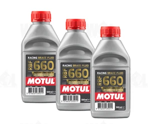 3 x Motul RBF660 100% Synthetic Performance Race Rally DOT 4 Brake Fluid 500ml - Picture 1 of 5