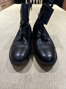 Men’s Boots Kenneth Cole Reaction Black Zipper Lace Up Buckle 8.5 M Paratrooper - Picture 1 of 11