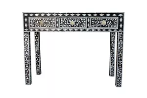 MOP Sell Console Table Black & White Floral Design Table - Picture 1 of 5