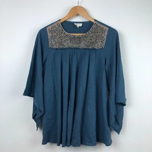 Deletta Anthropologie Women's Josephine Embellished Beaded Top in Slate Small - Picture 1 of 7