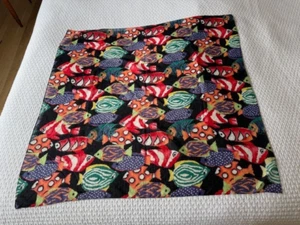VINTAGE 1980s Echo Fish Scarf Womens Cotton Tropical Koi Pop Art Japan 33" x 34" - Picture 1 of 7