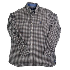 Polo Ralph Lauren Mens Medium Brown Blue Button Front Shirt Stretch