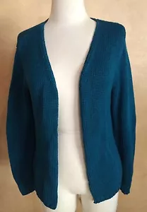 INC International Concepts Blue Rayon Cotton Blend Open Front Sweater Medium - Picture 1 of 6