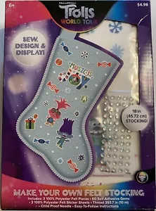 TROLLS MAKE YOUR OWN STOCKING Easy Christmas Craft Felt Stickers Gems Sew Design - Picture 1 of 6
