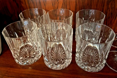 Set of 6 - Cut Crystal Glass 1970s Tumbler glasses, abstract floral pattern - Image 1 of 4