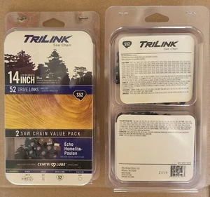Trilink S52, 14" 2 Pack Replacement Saw Chain 52 Drive Links .050" Gauge NEW - Picture 1 of 1