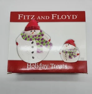 Fitz and Floyd REGALOSINAS NAVIDEÑAS Nariz de zanahoria Muñeco de nieve Tarro Plato Nuevo En Caja - Imagen 1 de 5
