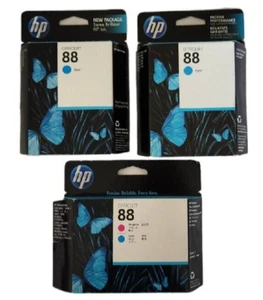 HP 88 OfficeJet Lot 3 Cyan 1 Magenta Sealed Expired 2011 2012 2016 - Picture 1 of 10