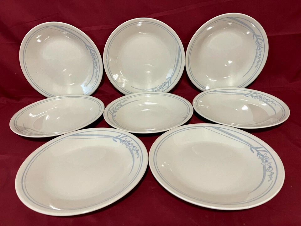 Corelle Blue Lily Set Of 8 Bread/Dessert Plates 6 3/4" USA - Image 1 of 1