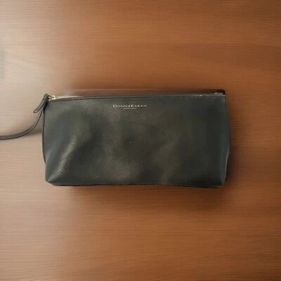 DK Donna Karan Bolsa de Maquiagem Cosmética 10" Longa Clutch Bolsa Bronzeada 100% Autêntica Nova - Imagem 1 de 4