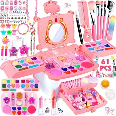 Kinderschminke Set Mädchen Schminkkoffer Mädchen, 61 PCS Waschbar Schminke Kinde - Bild 1 von 4