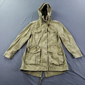 J Crew Jacket Mens Small Green Military Hooded Full Zip Snap Pockets Drawstring - Picture 1 of 15