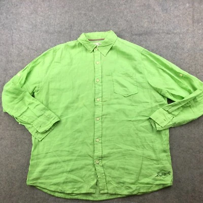 Margaritaville Shirt Mens XL Green Solid Long Sleeve Pockets Hiking Linen - Image 1 of 4