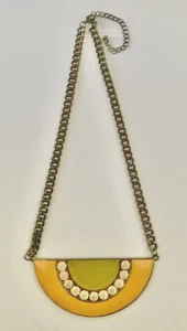 Necklace Woman’s Opal Rhinestones Green Peach Orange Pendent Chain VTG Gift 21” - Picture 1 of 10