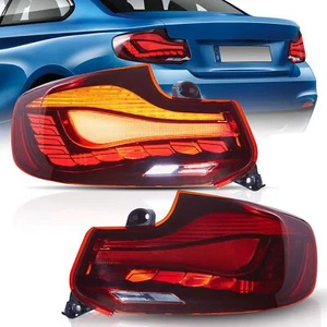 GTS Red Tail Lights W/Animation For BMW 2Series 2014-2021 F22 F23 F87 Rear Lamps - Picture 1 of 10