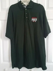 World Series of Poker Green Polo Shirt Short Sleeve Casino Gambling Mens Large - Picture 1 of 5