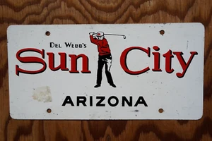 1960 SUN CITY ARIZONA License Plate DEL WEBB GOLF Retirement Advertising Booster - Picture 1 of 3