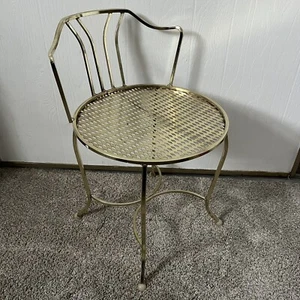 Hollywood Regency Marilyn Boudoir Gold Metal Vanity Chair - Picture 1 of 7