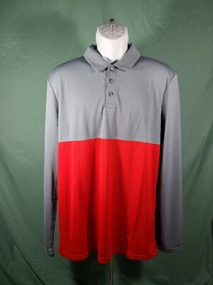 NWT TEK GEAR Gray/Red Polo Shirt Slim Fit XL Extra Large  - Image 1 of 4