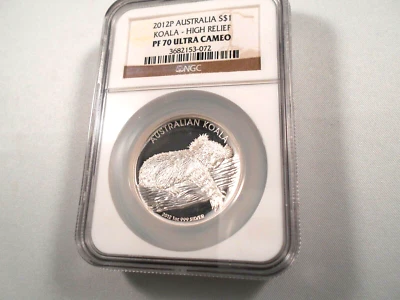 2012 P Australia $1 Koala High Relief PF 70 Ultra Cameo 1oz .999 Silver - Image 1 of 4