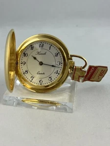 Dorado Savonette Bolsillo Kienzle Cuarzo Cal. Fe 7220 Con Placa, Defectuoso - Foto 1 di 4