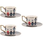 3 Sets Water Cup Evil Eye Tea Mug Ceramic Mug With Saucer Decorative Coffee Cup