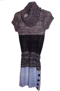 Girls Blue Gray Grey White Cowl Neck SS Trendy Sweater Dress S 6 6X XL 14 16 NEW - Picture 1 of 1