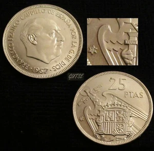 *GUTSE* FRANCO-4, 25 PESETAS 1957*75, PLUS, BRILLO ORIGINAL, SIN CIRCULAR. - Imagen 1 de 1