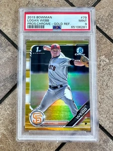 Logan Webb 2019 First Bowman Chrome Gold Refractor /50 PSA 9 Giants - Picture 1 of 2