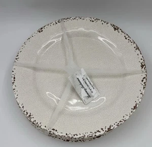 TOMMY BAHAMA 8 Rustic Tan BEIGE CRACKLE 11” Round Dinner Plates Melamine - Picture 1 of 2